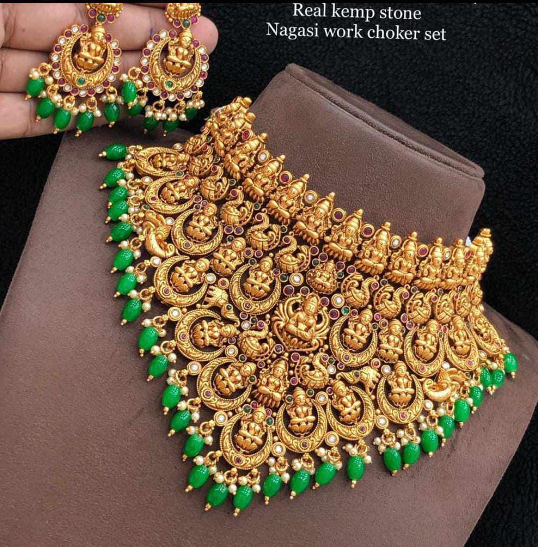 Lakshmi Antique Gold Matte Choker 