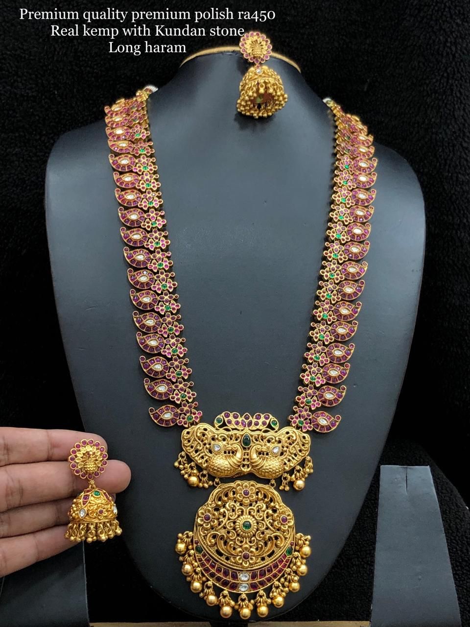 Exclusive Kundan Real Kempu Long Haram 