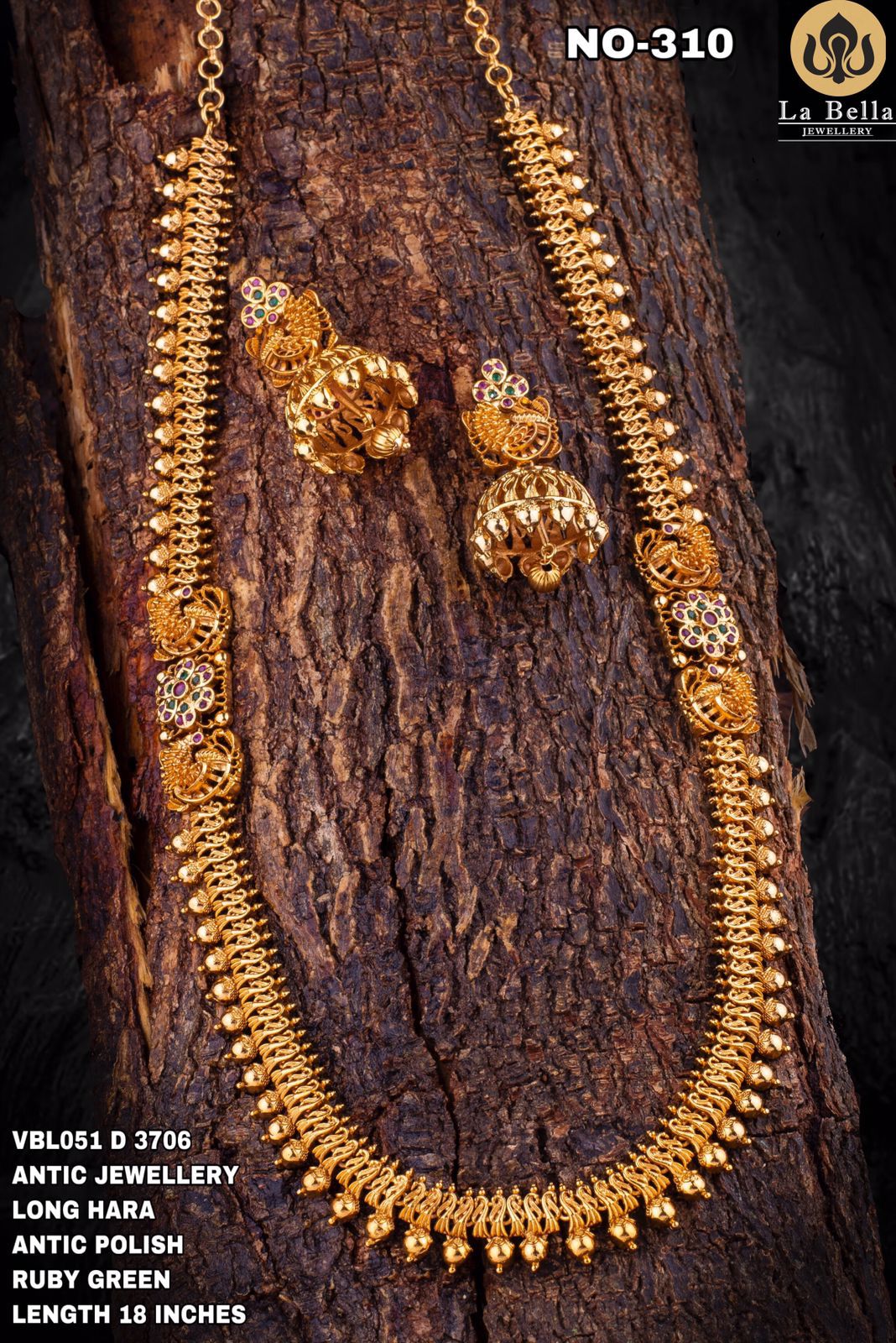Antique Gold Ruby Green Long Haram 
