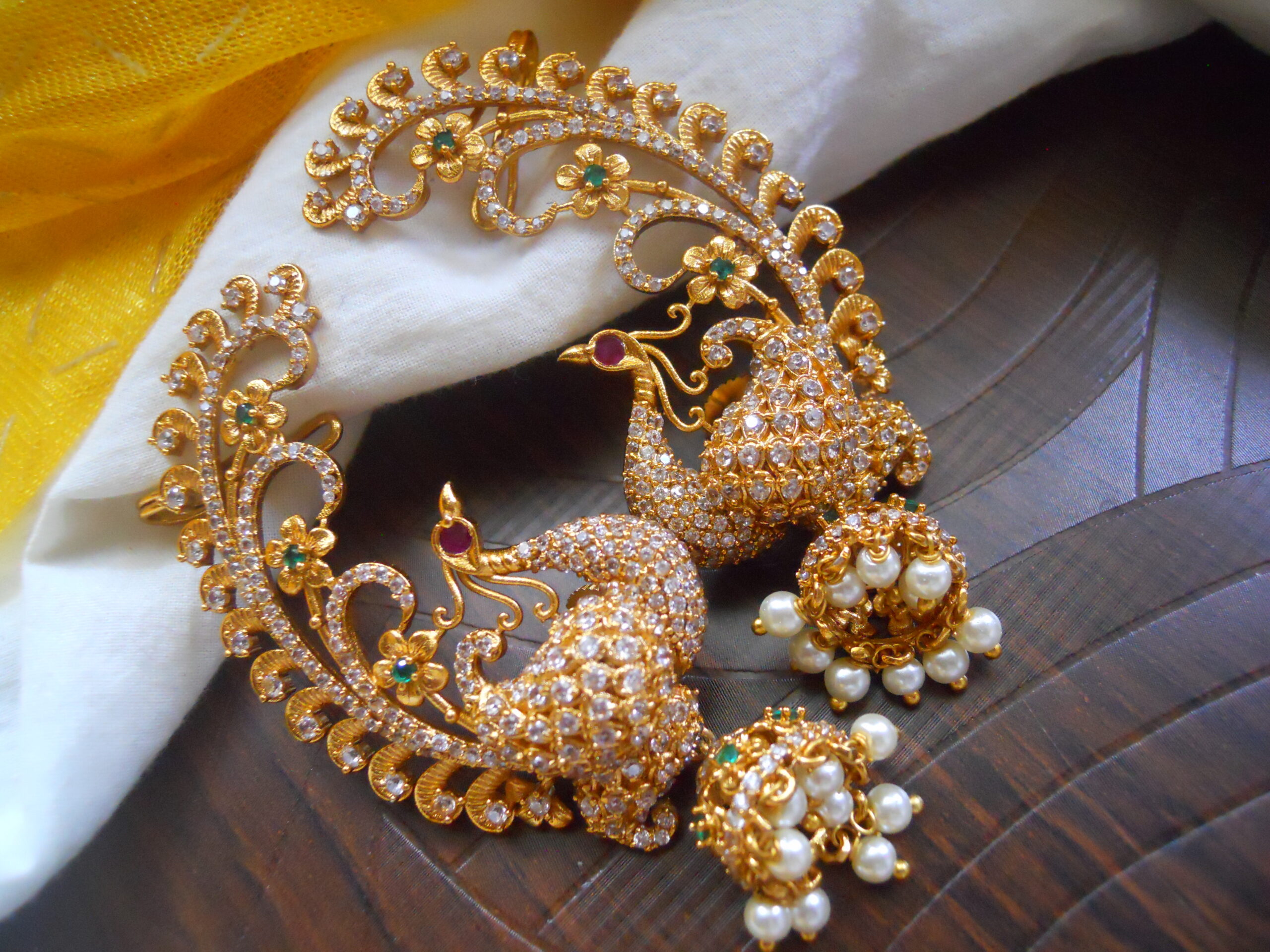 Buy Indian Earrings, Antique Gold Jhumka, Ear Cuff Earrings, South Indian  Wedding, Bridal Earrings, Ear Chain Jhumka Earrings, CZ Kemp Jhumka Online  in India - Etsy