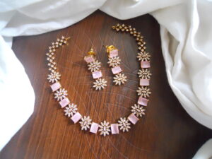 Cz Baby Pink Neckpiece