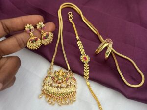 Impon Long Temple Multi Color Combo Neckset-I17502