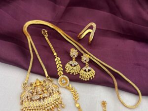 Impon Long Temple Full White Color Combo Neckset-37502