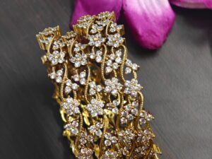 Flower Design AD Stone Bangles