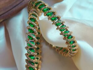Spring Model AD Green Stone Bangles-SFHBG75