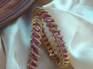 Spring Model AD RED Stone Bangles-SFHBR75