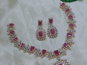 Pinkish American Diamond Necklace-ADP114