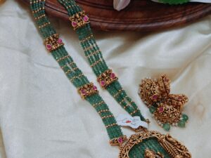 Temple Design Green Beads Necklace